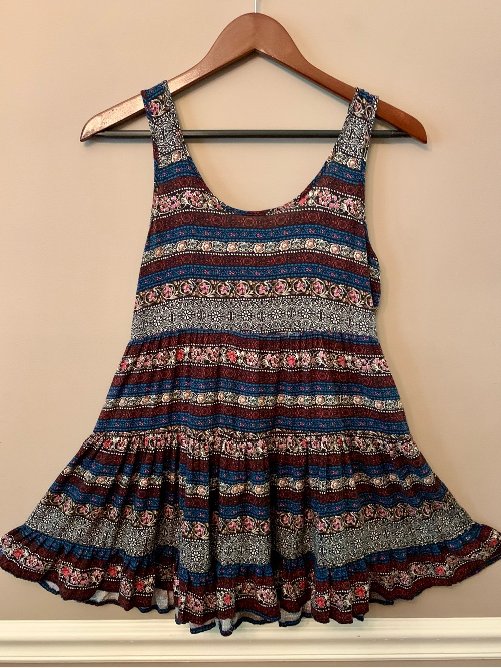 Sun & Shadow Nordstrom Boho Tiered Babydoll Tunic Tank Top XS